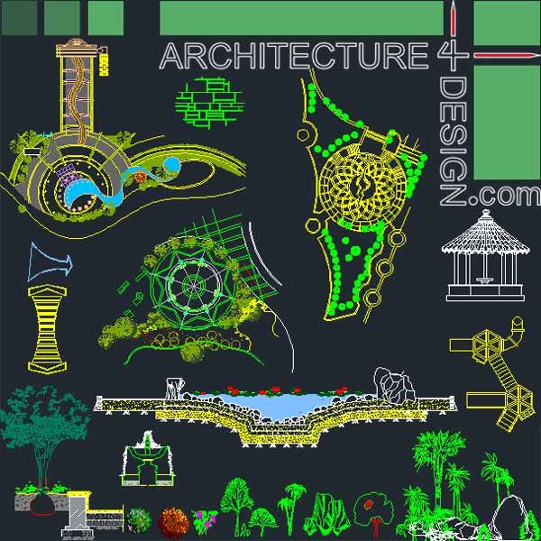 Landscape design Collection- designs, symbols and details ...