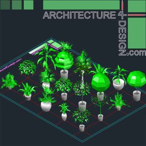 3D houseplants, 3Dd plants in pots
