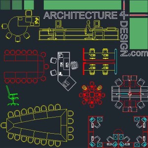 offiice furniture AutoCad DWG file office, library, bank furniture symbols