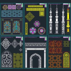 Islamic decoration patterns, vector DWG collection