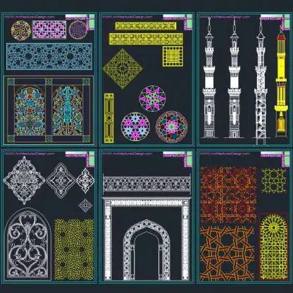 Islamic decoration patterns, vector DWG collection