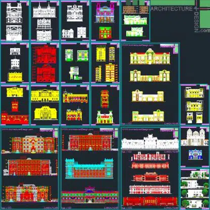 classical buidings facades dwg drawings