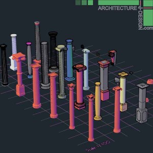 classical architecture 3D columns: Doric, Corinthian, Ionic and others
