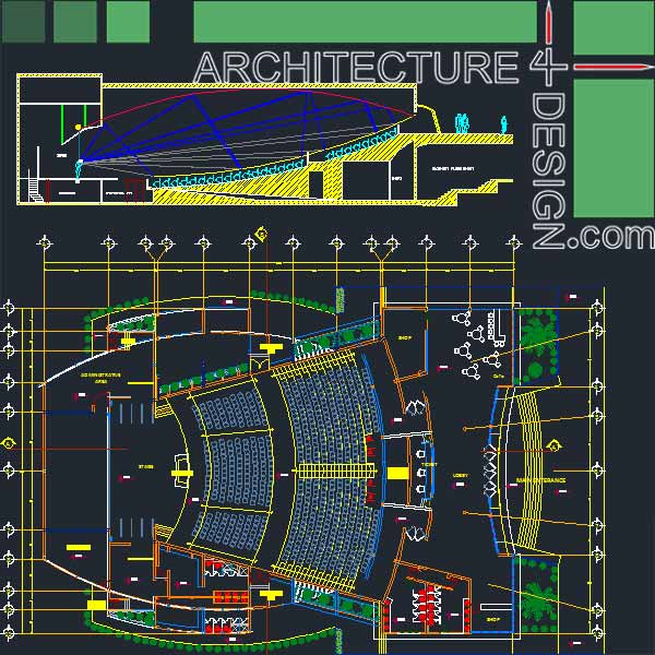 auditorium plan and section dwg