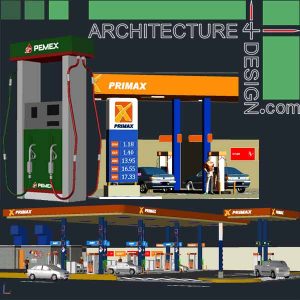 3d gas station models and equipment