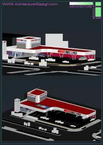3d gas station model autocad file