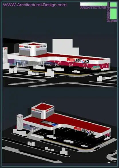 3d gas station model autocad file