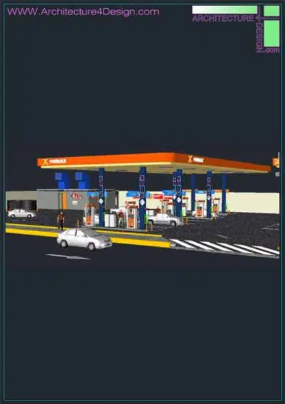 gas station 3d blocks