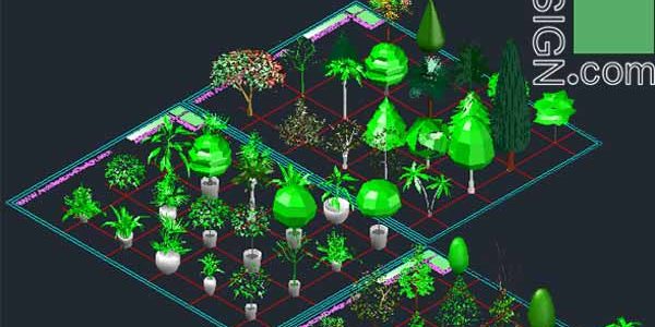 60 Autocad 3D trees and shrubs models (DWG file) 60 Autocad 3D trees and shrubs models (DWG file)