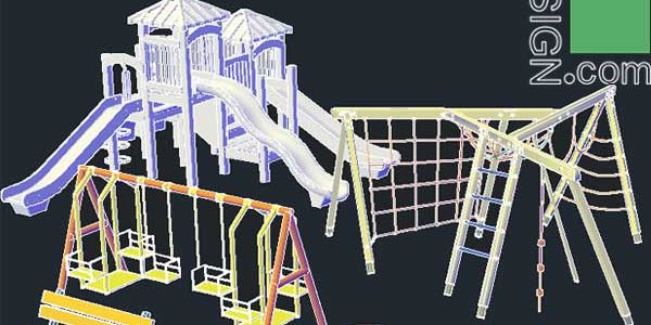 AutoCad 3D blocks for landscape, park and playground design AutoCad 3D blocks for landscape, park and playground design