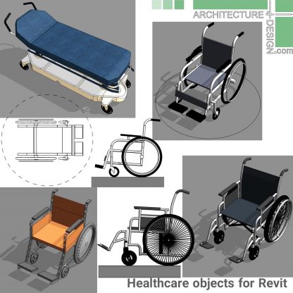 Wheelchair and hospital bed families for Revit