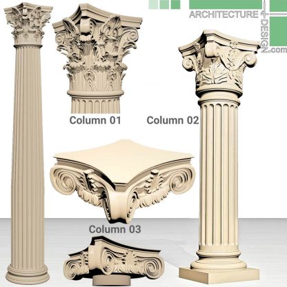 3ِD model of Corinthian and Ionic columns for 3ds Max