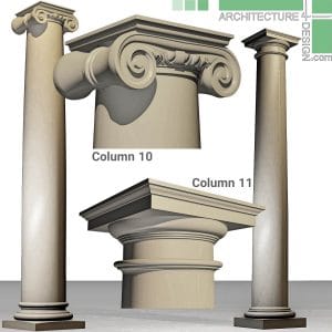 3D model of Doric and Ionic columns