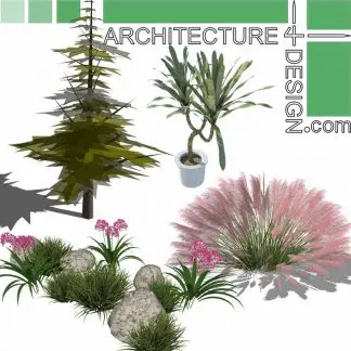 SketchUp 3D models of trees, shrubs and flowering plants