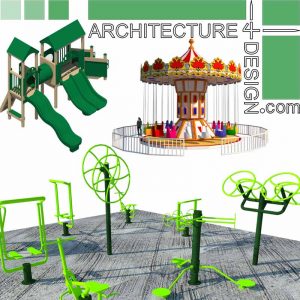Amusement park rides and playground equipment, SketchUp 3D symbols