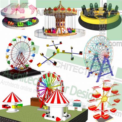 SketchUp 3D models of amusement rides