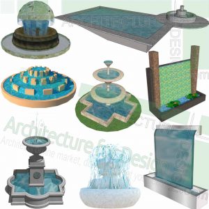 Fountain SketchUp models for landscape design