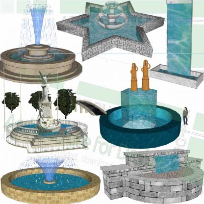 Fountain 3D models in Skechup