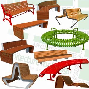bench and outdoor furniture SketchUp models