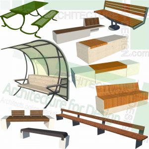 Bench and outdoor furniture SketchUp models