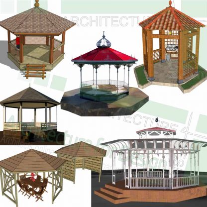 Gazebo design 3D models in Sketchup