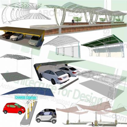 Car shelter 3D designs in SketchUp