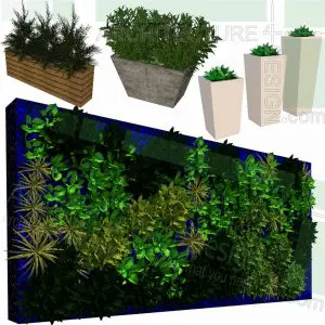 Greenwall and planter SketchUp models