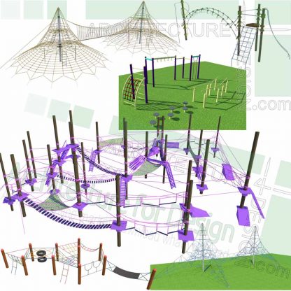 playground cable climbing net sketchup models