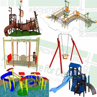 Amusement park rides and playground equipment SketchUp models