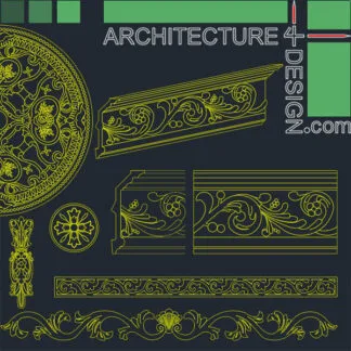 AutoCAD decorative motifs and Ornamental designs for plaster and interior design to download