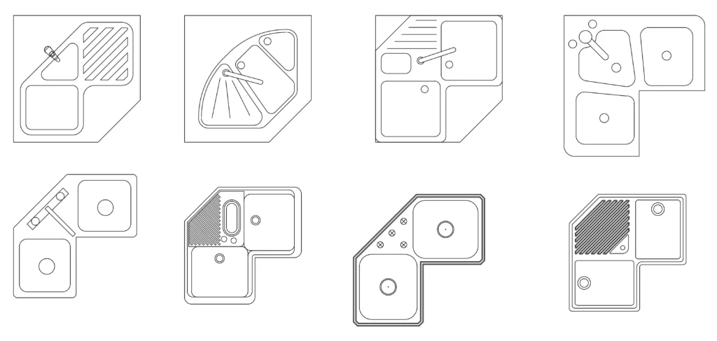 Corner sink symbols