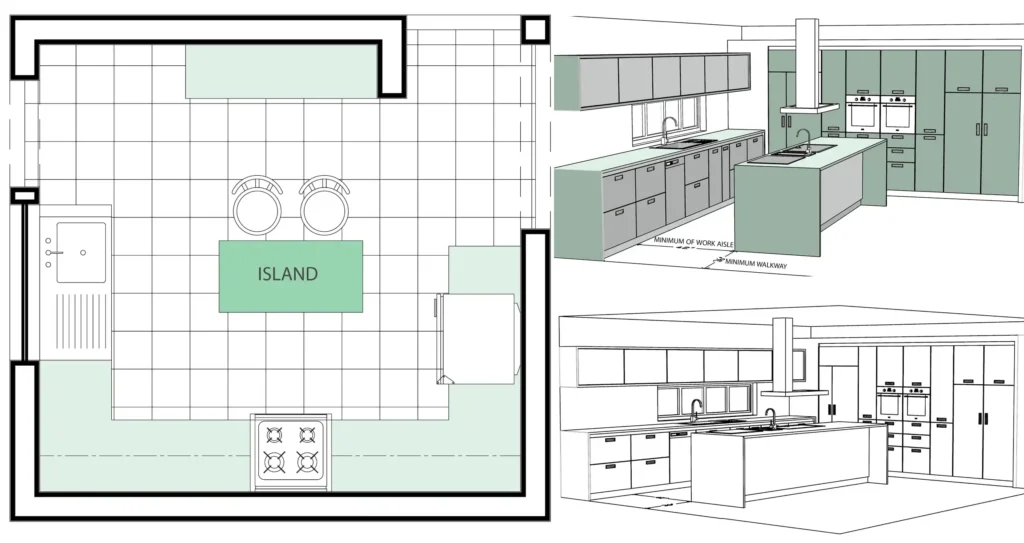 Island in a kitchen