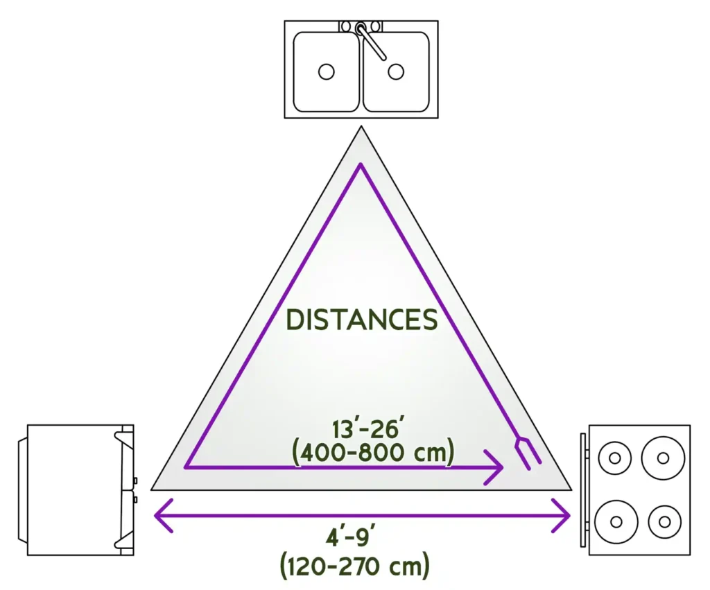 Work triangle dimensions